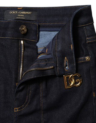 Blue Cotton High Waist Skinny Denim Jeans