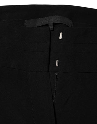Schwarze Hose aus Viskose-Acetat-Mischung mit geradem Bein und hoher Taille