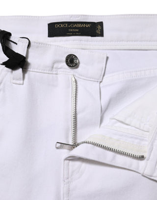 Weiße Geblümte Pailletten Bestickte MÄDCHENHAFTE Jeans