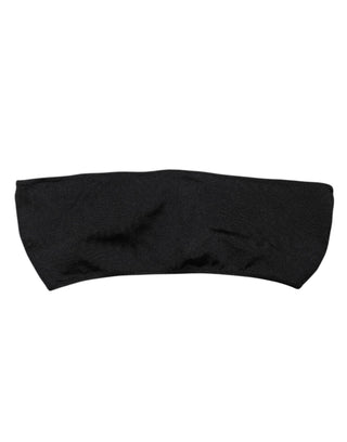 Black Nylon Blend Bandeau Strapless Tube  Top