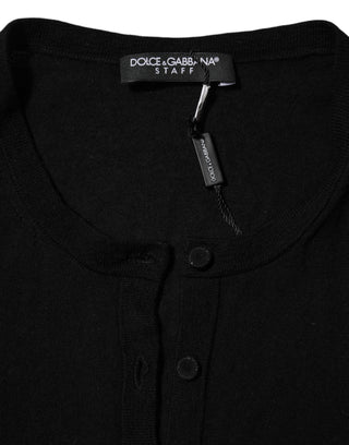Schwarzer Cardigan aus Schurwolle mit Knöpfen