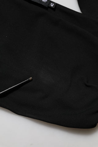 Black Viscose Halter Off Shoulder Cropped Top