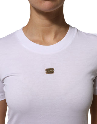 T-Shirt Weiß Baumwolle Rundhals Kurzarm I