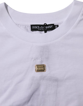 T-Shirt Weiß Baumwolle Rundhals Kurzarm I