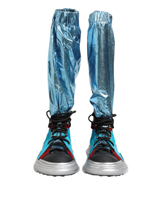 Blaue Schnürstiefel Overknee-Stiefel Herren
