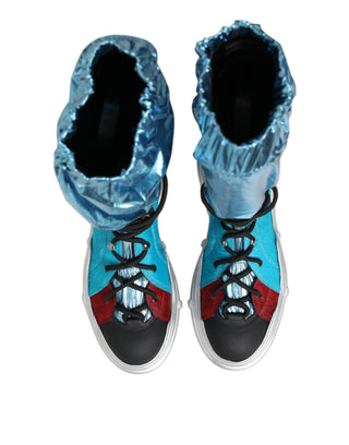 Blaue Schnürstiefel Overknee-Stiefel Herren