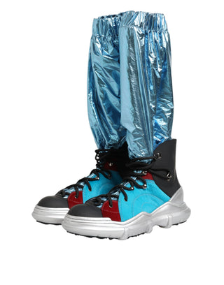 Blaue Schnürstiefel Overknee-Stiefel Herren