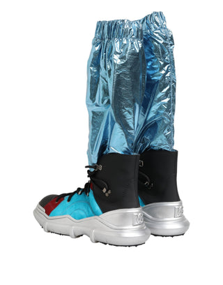Blaue Schnürstiefel Overknee-Stiefel Herren