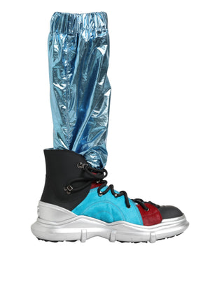 Blaue Schnürstiefel Overknee-Stiefel Herren