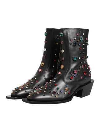 Schwarze Herren-Stiefeletten mit Kristallverzierung