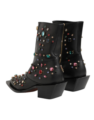 Schwarze Herren-Stiefeletten mit Kristallverzierung