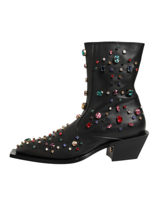 Schwarze Herren-Stiefeletten mit Kristallverzierung