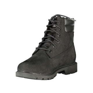 Black Leather Women Ankle Boot