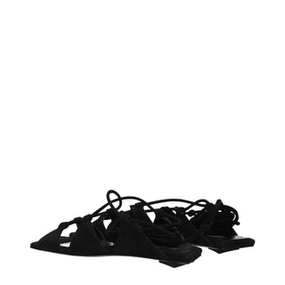 Black Leather Flat Sandals