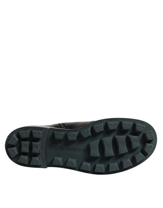 Schwarze Bikerstiefel mit Logo-Plakette, wadenhoch