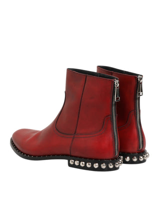 Botines cortos Chelsea rojos con tachuelas