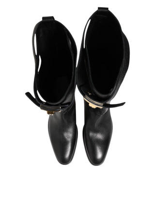 Black Logo Plaque Over The Calf Boots Shoes