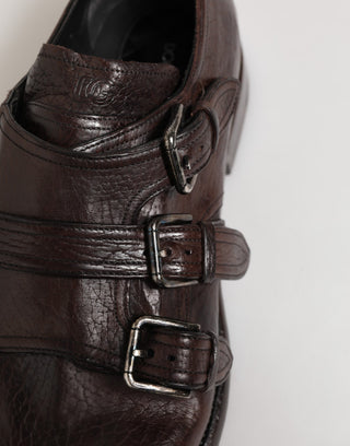 Brown Leather Monk Strap Formal Derby Shoes