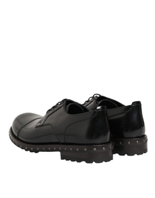 Black Leather Studded Men Formal Derby Shoes