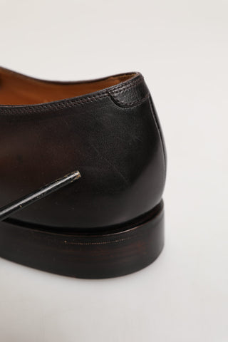 Brown Leather Lace Up Dress Men Derby Shoes
