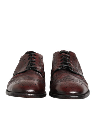 Bordeauxfarbene Derby-Schnürschuhe aus Leder