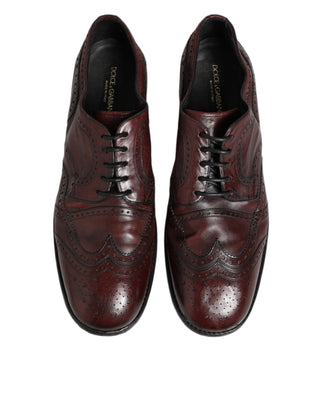 Bordeauxfarbene Derby-Schnürschuhe aus Leder