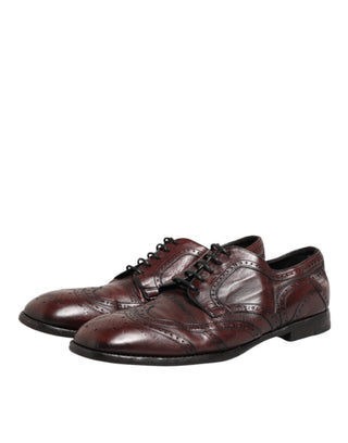 Bordeauxfarbene Derby-Schnürschuhe aus Leder
