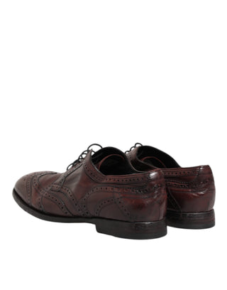 Bordeauxfarbene Derby-Schnürschuhe aus Leder