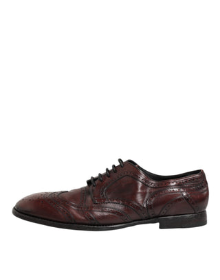 Bordeauxfarbene Derby-Schnürschuhe aus Leder
