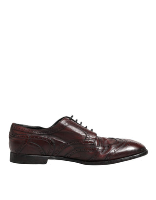 Bordeauxfarbene Derby-Schnürschuhe aus Leder
