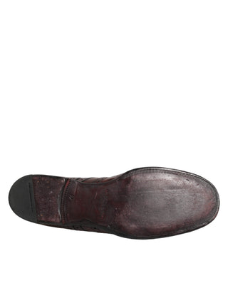 Bordeauxfarbene Derby-Schnürschuhe aus Leder