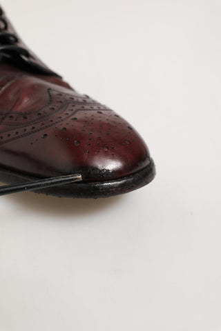 Bordeauxfarbene Derby-Schnürschuhe aus Leder