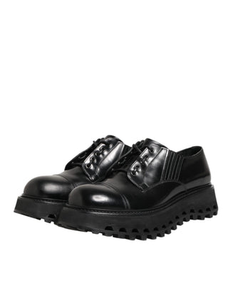 Black Leather Lace Up Derby Men Dress Shoes