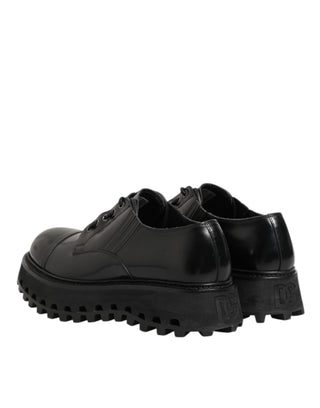 Black Leather Lace Up Derby Men Dress Shoes