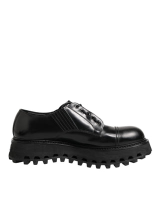 Black Leather Lace Up Derby Men Dress Shoes