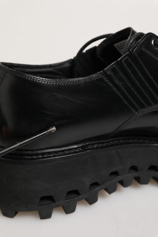 Black Leather Lace Up Derby Men Dress Shoes