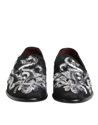 Mocasines negros con lentejuelas plateadas para hombre
