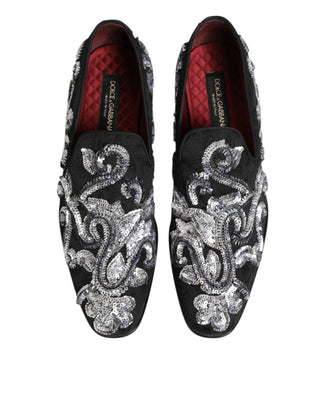 Mocasines negros con lentejuelas plateadas para hombre