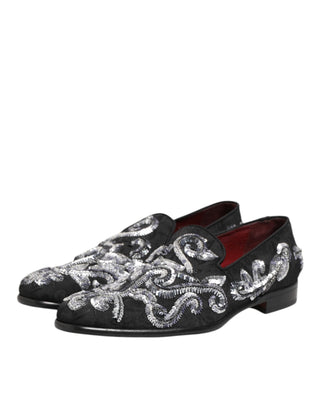 Mocasines negros con lentejuelas plateadas para hombre