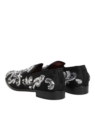 Mocasines negros con lentejuelas plateadas para hombre