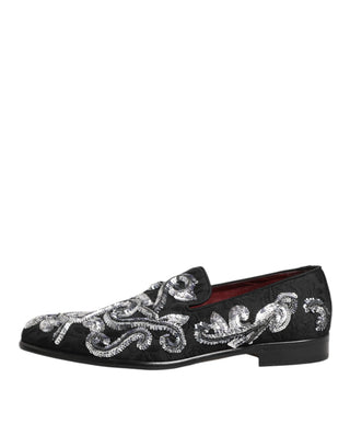 Mocasines negros con lentejuelas plateadas para hombre