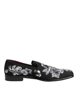 Mocasines negros con lentejuelas plateadas para hombre