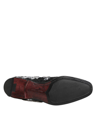 Mocasines negros con lentejuelas plateadas para hombre