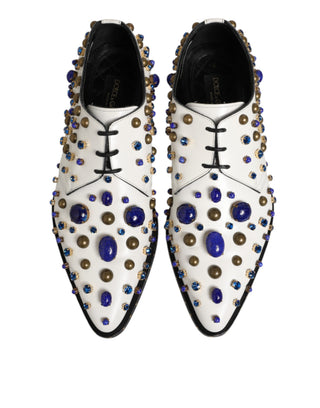 Zapatos formales blancos de cuero con cristales decorativos