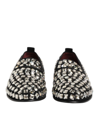 Black Suede Crystals Loafers Men Dress Shoes