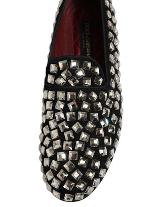 Black Suede Crystals Loafers Men Dress Shoes