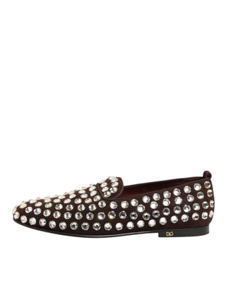 Bordeaux Suede Crystals Loafers Dress Shoes