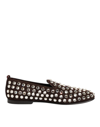 Bordeaux Suede Crystals Loafers Dress Shoes