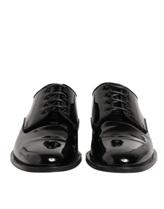 Schwarze Derby-Schnürschuhe aus Leder