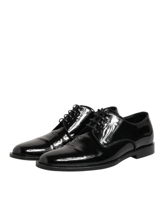 Schwarze Derby-Schnürschuhe aus Leder
